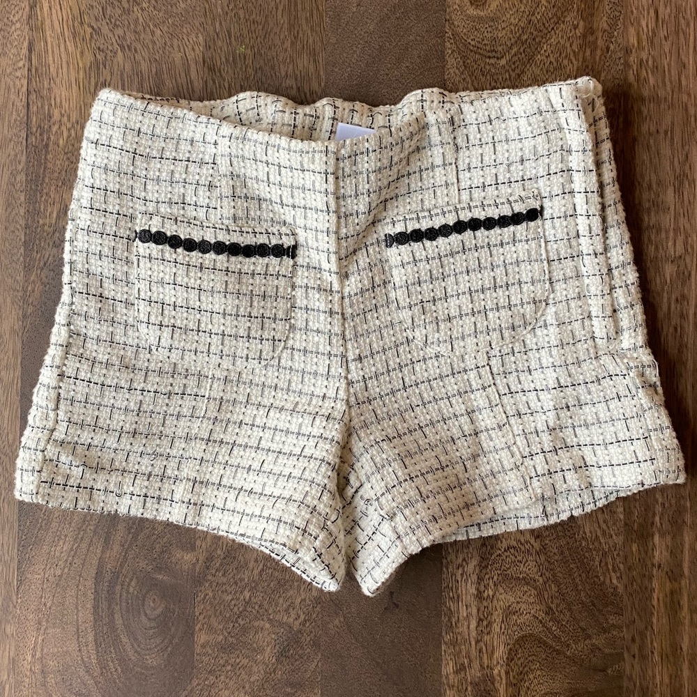 Janie and Jack ivory and black tweed shorts.